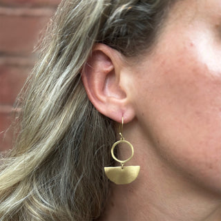 Brass Half-Circle Dangle Earrings
