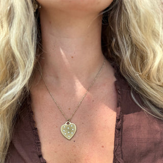 Brass Heart with Cz Stones Necklace