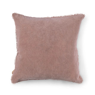 Blush Velvet Pillow With Poms - 22"x22