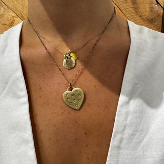 Brass Heart with Cz Stones Necklace