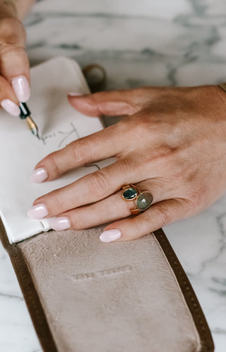 Watermelon Tourmaline Oval Ring - Size vary