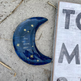 I'll Tell The Stars About You Small Moon Decoupage Plate